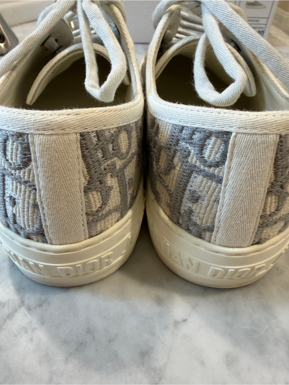 Dior “Walk ‘N’Dior” Beige and Gray Monogram Canvas Sneakers - Picture 10 of 11